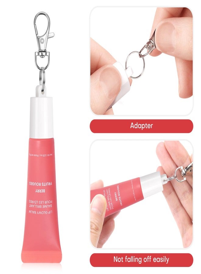 Rolitwils Keychain Holder for LANEIGE 0.35 oz Lip Balm (2 Pack) - Portable Lip Gloss keychain caps with Detachable Hooks, Secure Snap Lock (White & Pink) - Image 4